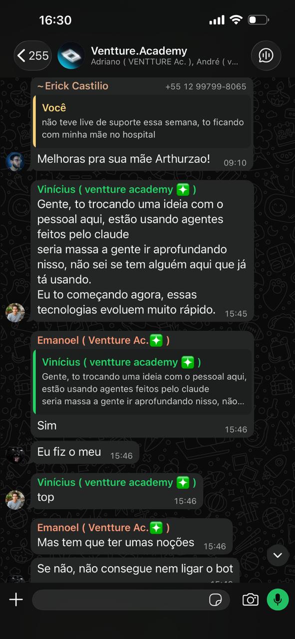 conversa do grupo vip da ventture academy